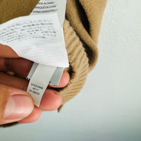 J. Crew Ruffle Crewneck Sweater 100% Merino Boiled Wool Brown Tan - Picture 7 of 9